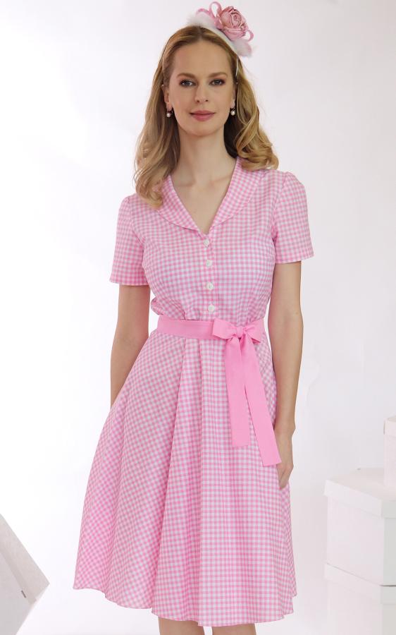 Colette - retro košeľové šaty ružové