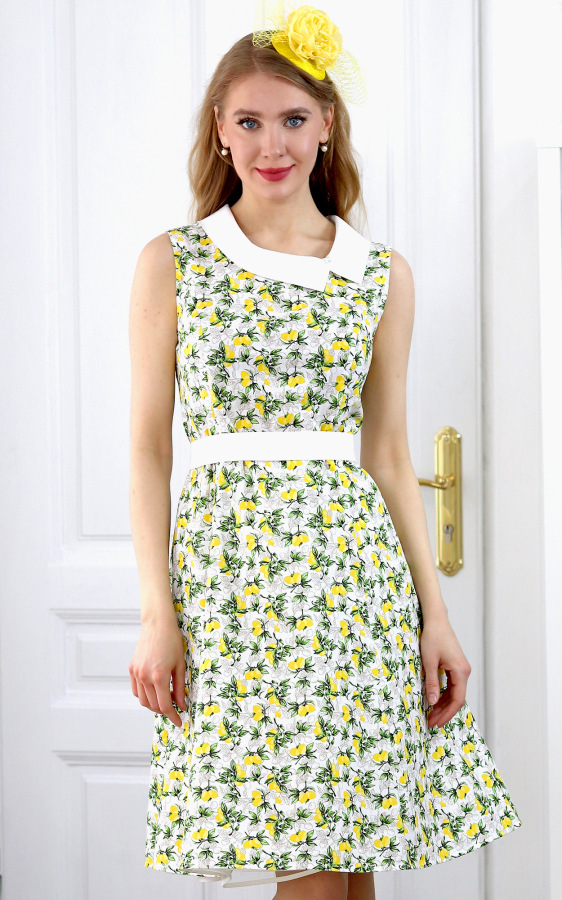 Emily - letné princesové šaty s citrónikmi