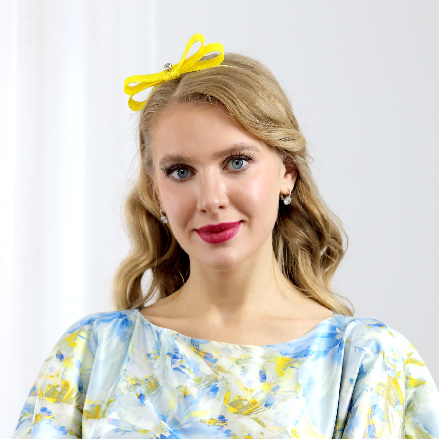 Lisa - žltá čelenka s mašľou