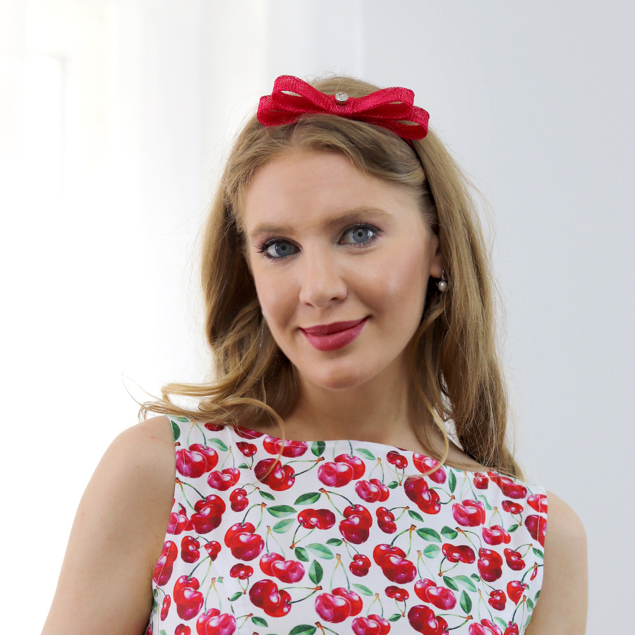 Lisa - červená čelenka s mašľou