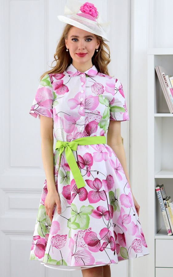 Leona - košeľové šaty s florálnym motívom