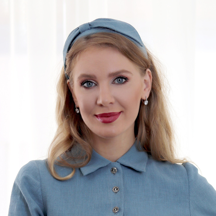 Nicole - modro šedá ľanová čelenka