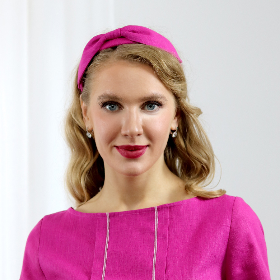 Nicole - malinová ľanová čelenka