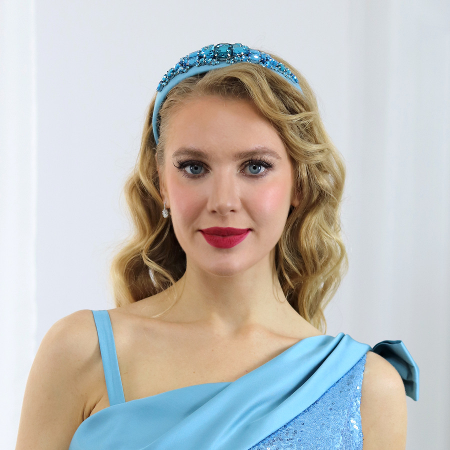 Gemma - modrá čelenka s kryštálmi