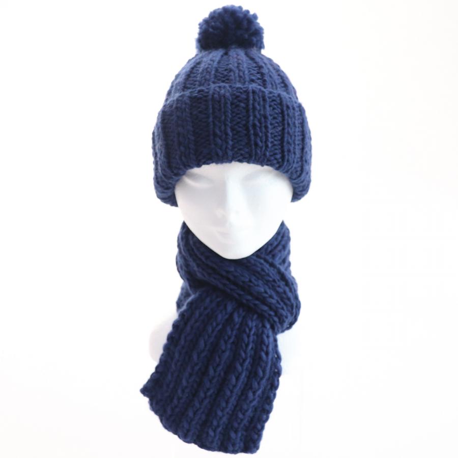 Pletený set - čiapka so šálom - tmavo modrá