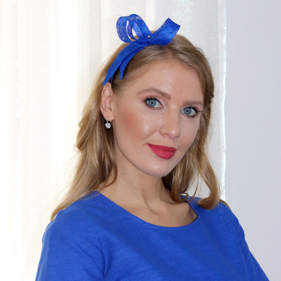 Rachel - modrá mašľa na čelenke