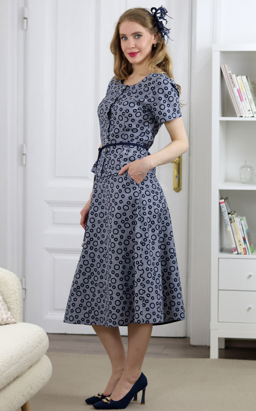 Jackie - princesový top z tmavo modrého ľanu s bavlnou 7