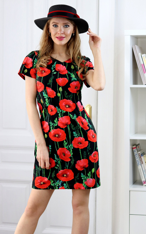 Poppy - šaty s potlačou makových kvetov 1