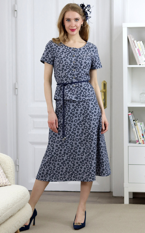 Jackie - princesový top z tmavo modrého ľanu s bavlnou 6