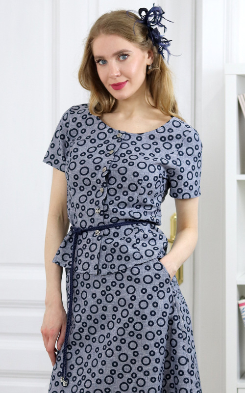 Jackie - princesový top z tmavo modrého ľanu s bavlnou 2