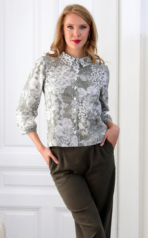 Maxine - khaki ľanové nohavice