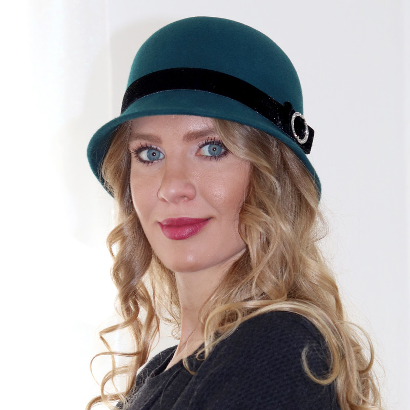 Kelly - petrolejový cloche klobúk 1