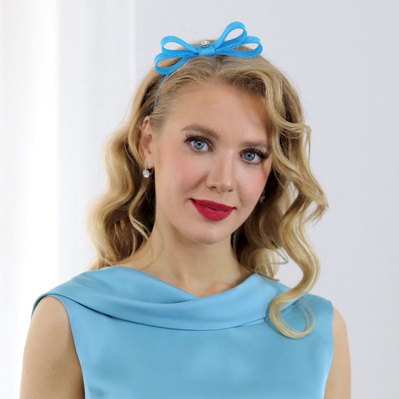 Lisa - aqua modrá čelenka s mašľou