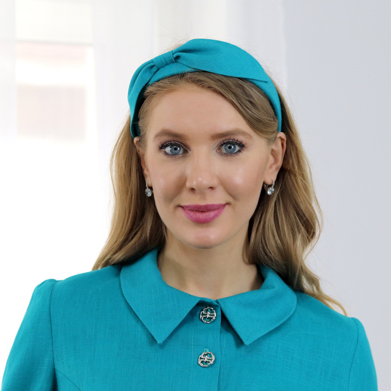 Nicole - smaragdová ľanová čelenka