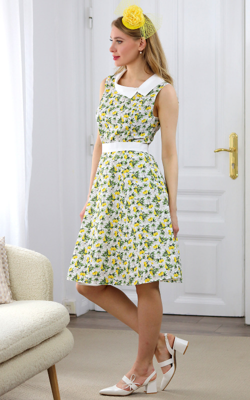 Emily - letné princesové šaty s citrónikmi 3