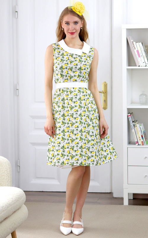 Emily - letné princesové šaty s citrónikmi 1