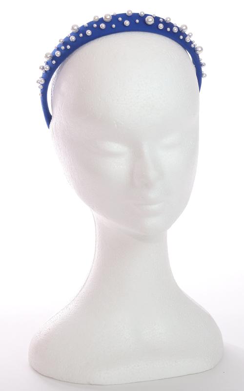 Perly - bavlnená čelenka modrá