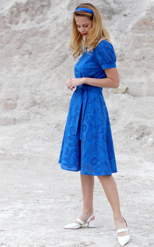Stella - letné šaty z modrej madeiry