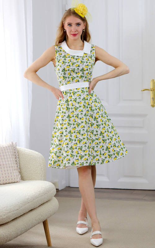 Emily - letné princesové šaty s citrónikmi 2