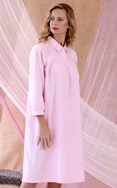 Melody - flanelová nočná košeľa z bio bavlny, ružová