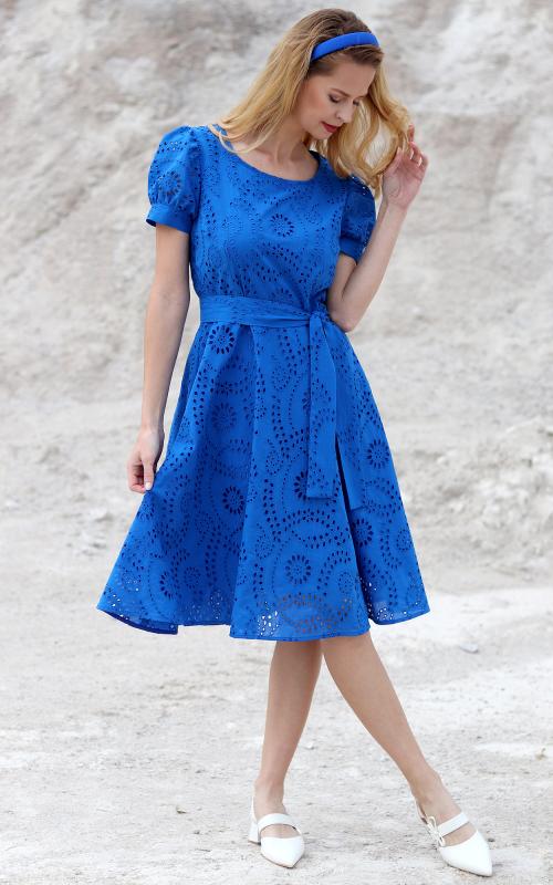 Stella - letné šaty z modrej madeiry