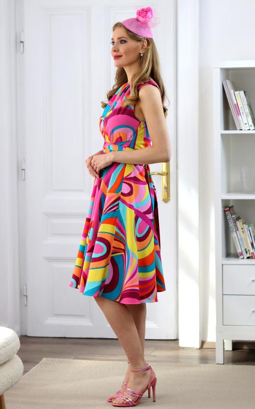 Wendy - šaty s polkolovou sukňou ružové 5