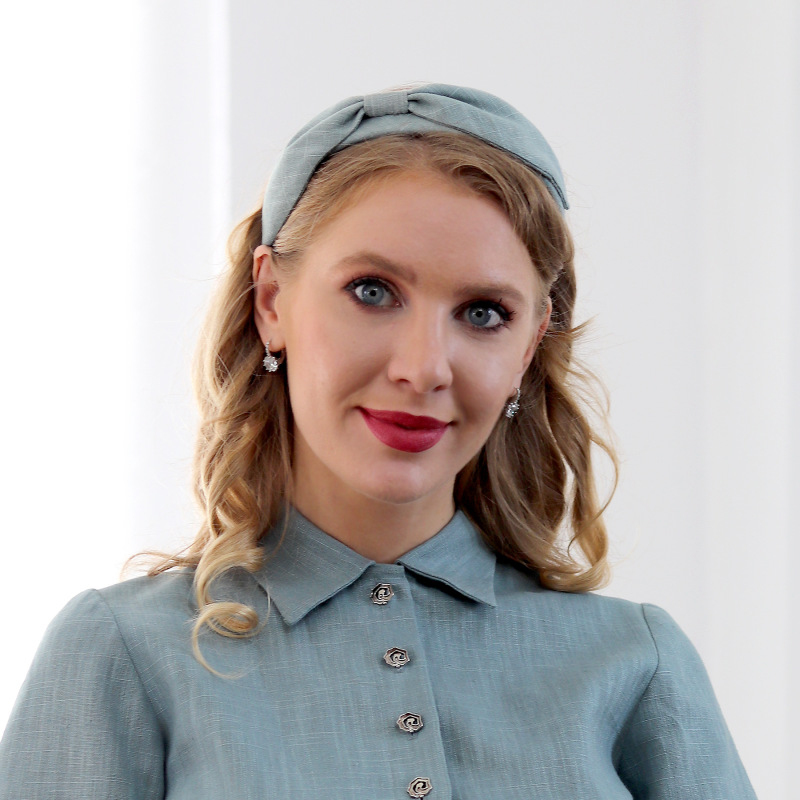 Nicole - zeleno šedá ľanová čelenka