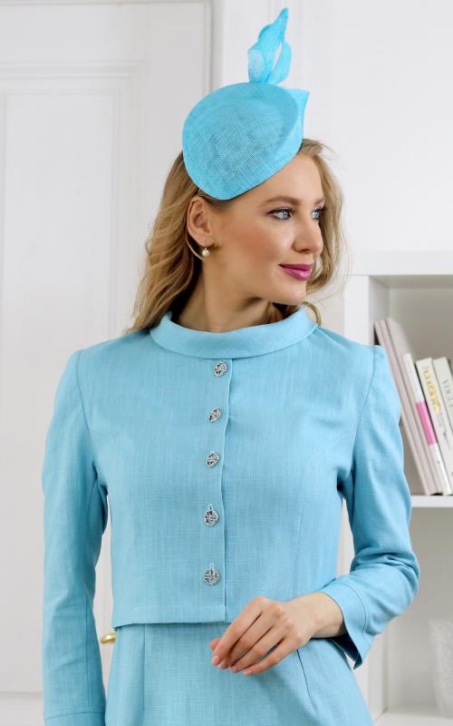 Audrey - ľanové sako aqua modré 2