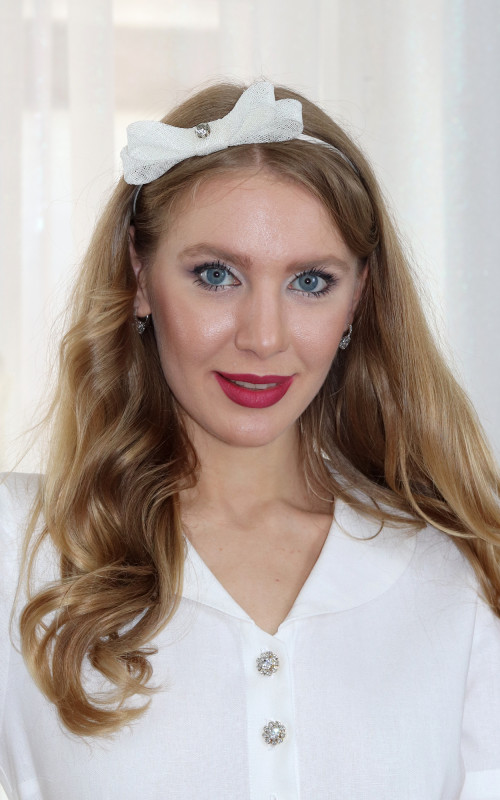 Lisa - čelenka s mašľou, biela 2