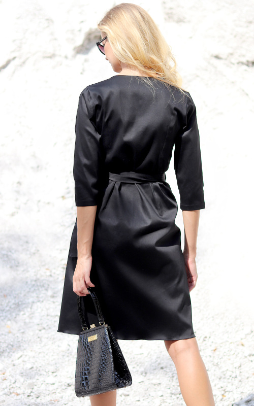 Kelly - čierne zavinovacie šaty s 3/4 rukávmi 4