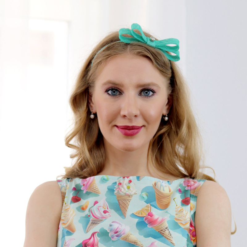 Lisa - smaragdová čelenka s mašľou