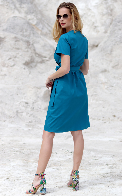 Kelly - petrolejové zavinovacie šaty 3