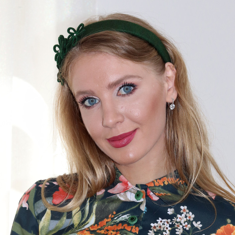 Daisy - zelená čelenka zo zjačej plsti 1