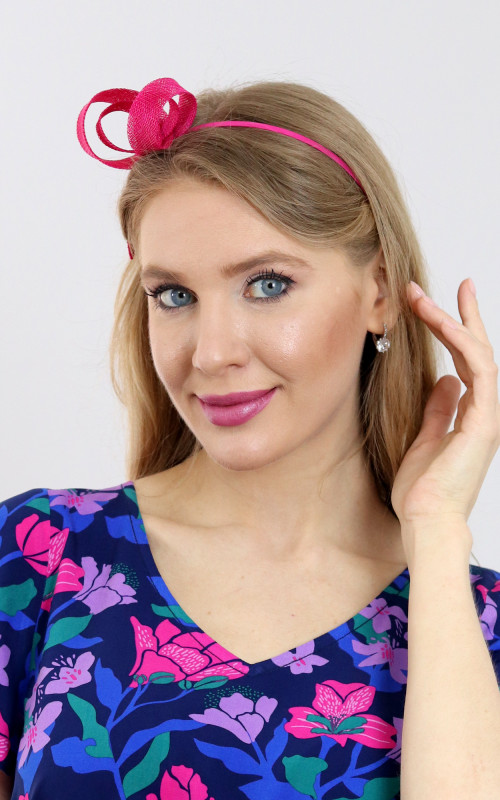Rachel - mašľa na čelenke, tmavo ružová 2
