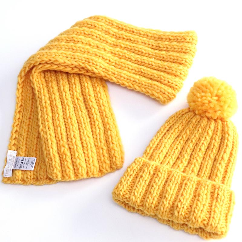 Pletený set - čiapka so šálom - žltá