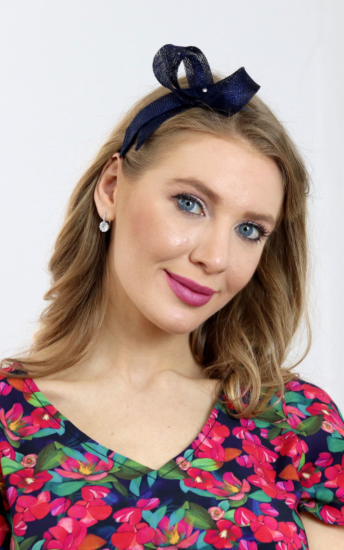 Rachel - mašľa na čelenke, tmavo modrá