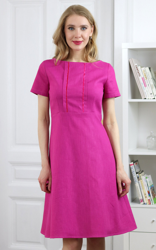 Thelma - cyklámenové luxusné šaty z ľanu