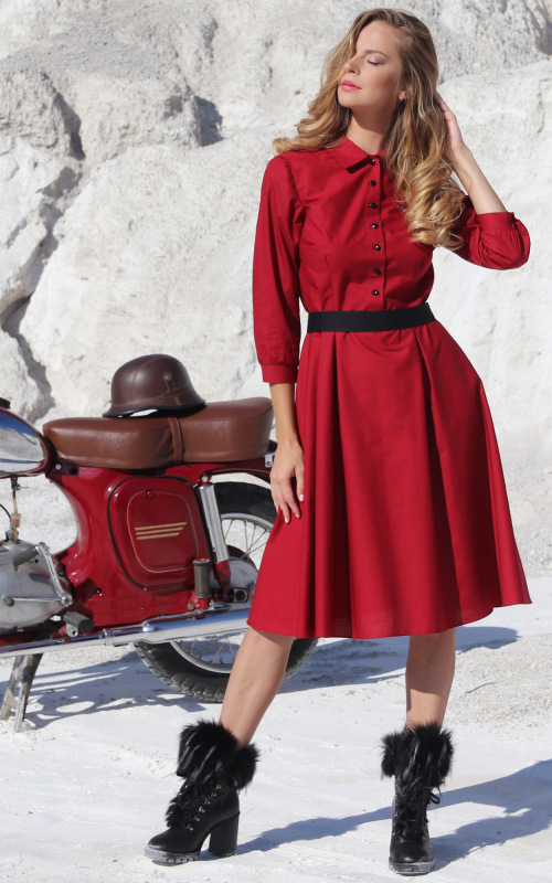 Alex - vínové košeľové šaty 4