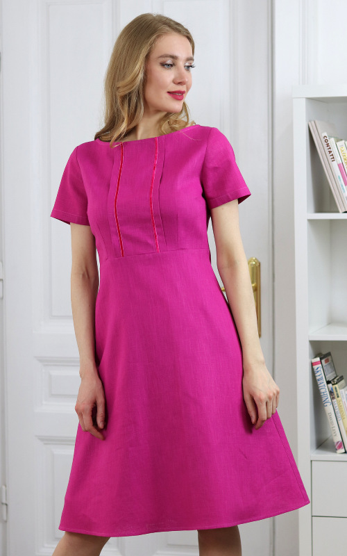 Thelma - cyklámenové luxusné šaty z ľanu 5