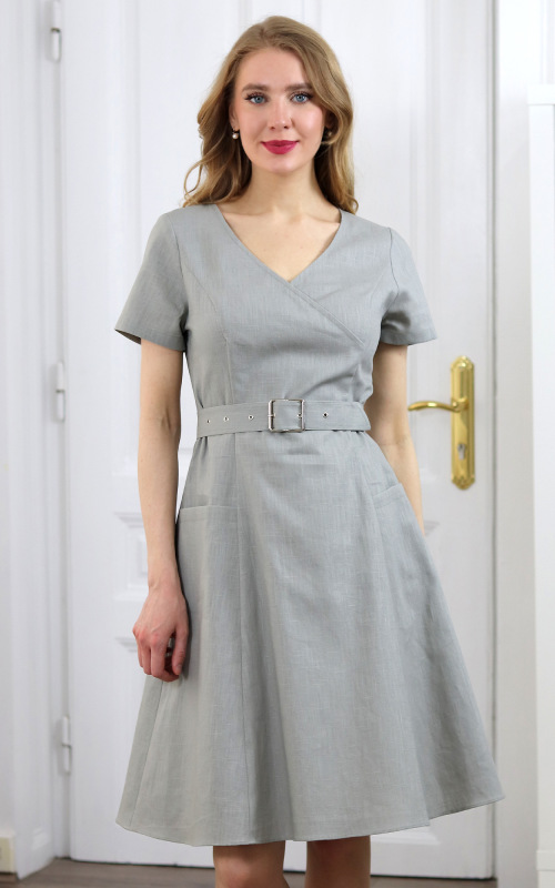 Rebecca - ľanové princesové šaty s vreckami 5