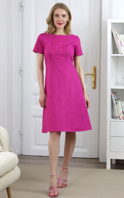 Thelma - cyklámenové luxusné šaty z ľanu 2