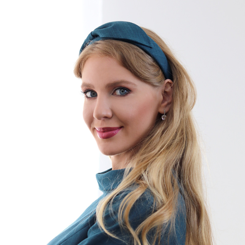 Nicole - petrolejová ľanová čelenka 2