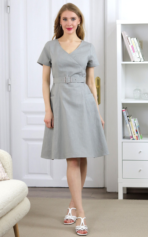 Rebecca - ľanové princesové šaty s vreckami 1