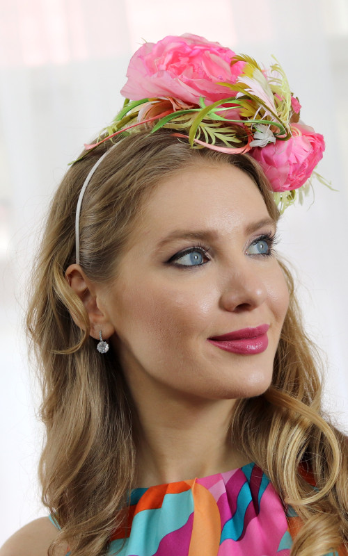 Rose Bouquet - fascinátor s hodvábnymi ružami v pastelových farbách 3