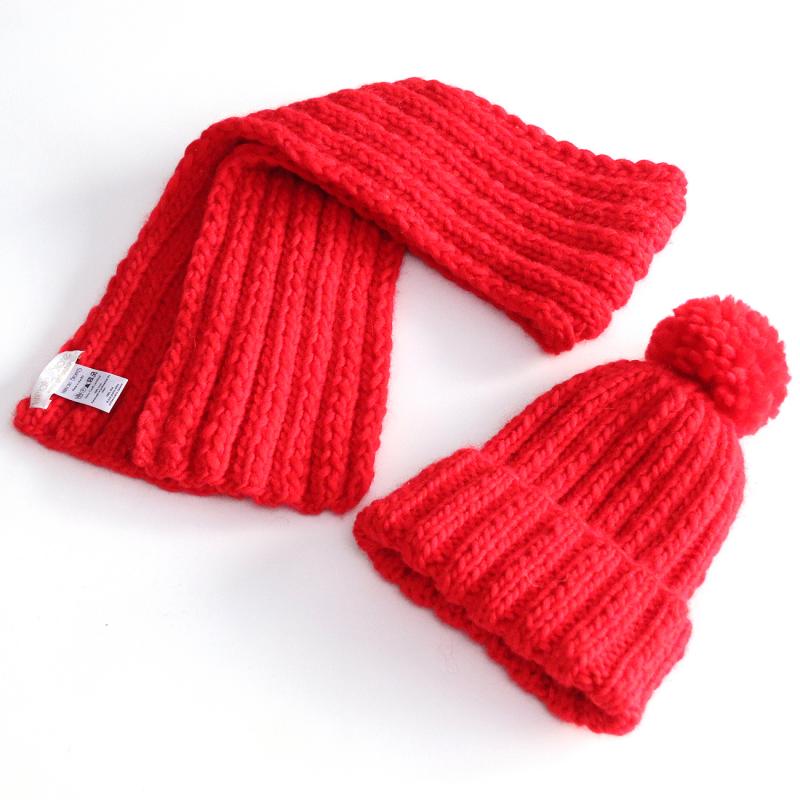Pletený set - čiapka so šálom - červená