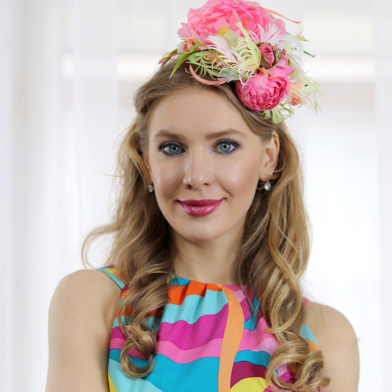 Rose Bouquet - fascinátor s hodvábnymi ružami v pastelových farbách