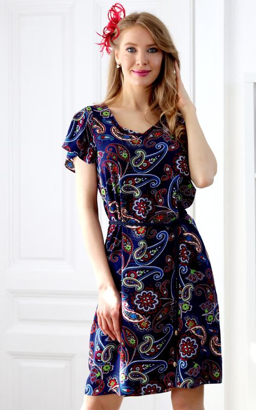 Ellie - viskózové šaty s paisley potlačou