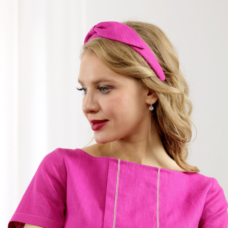 Nicole - malinová ľanová čelenka 2