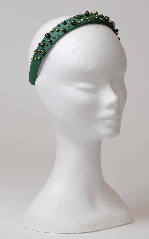 Perly - bavlnená čelenka zelená