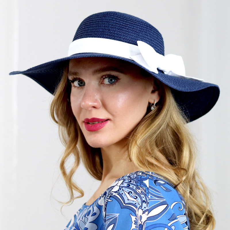 Polly - modrý klobúk s výberom stuhy